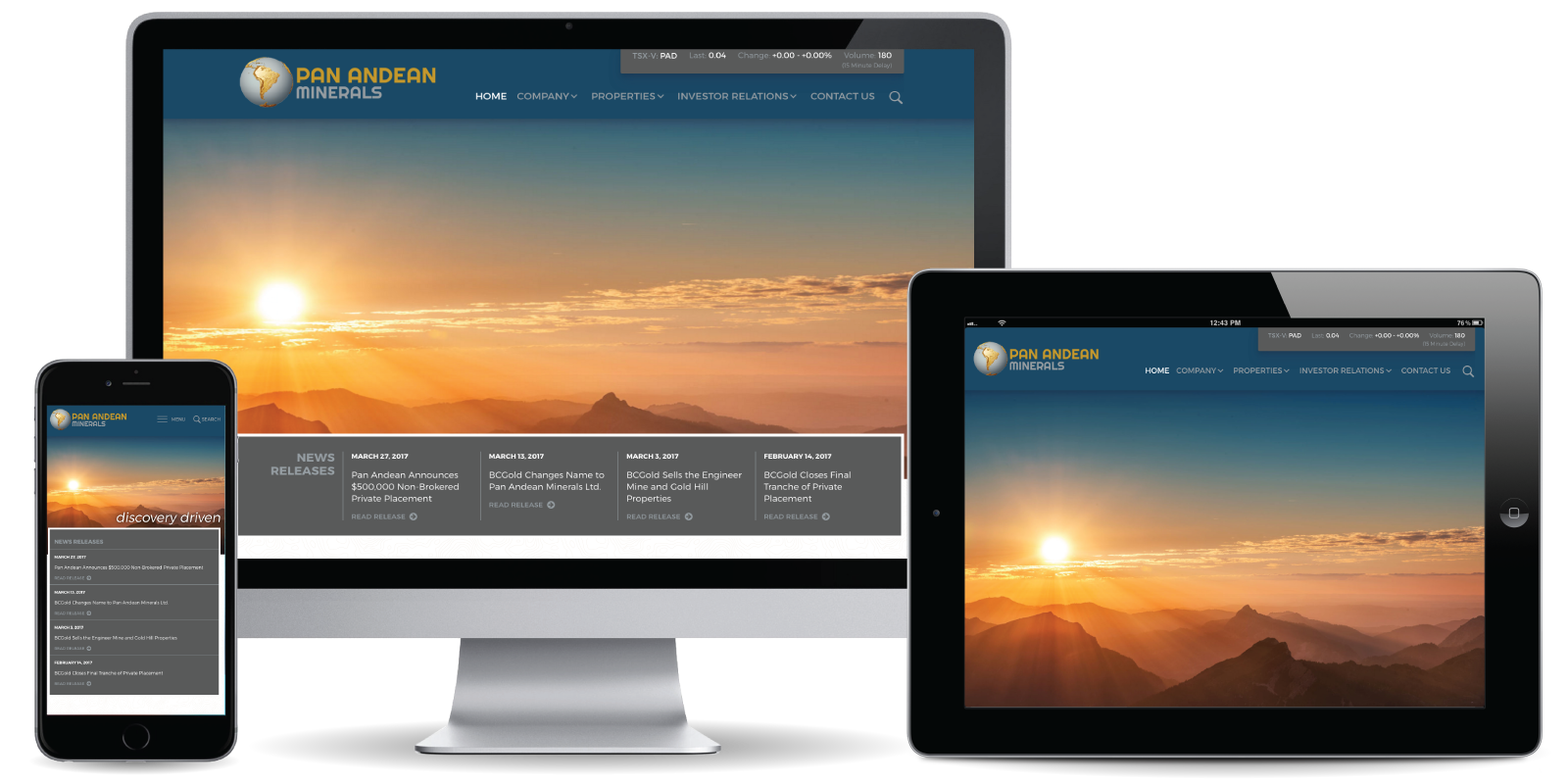 Pan Andean Minerals Ltd. - Web Development